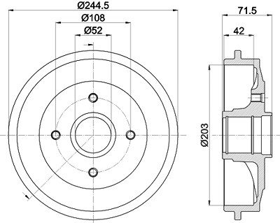 Hella Bremstrommel [Hersteller-Nr. 8DT355300-591] für Citroën, Peugeot von HELLA