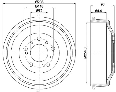 Hella Bremstrommel [Hersteller-Nr. 8DT355300-061] für Citroën, Fiat, Peugeot von HELLA