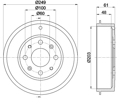 Hella Bremstrommel Hinterachse [Hersteller-Nr. 8DT355300-681] für Fiat, Opel von HELLA