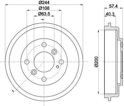 Hella Bremstrommel [Hersteller-Nr. 8DT355302-631] für Ford von HELLA