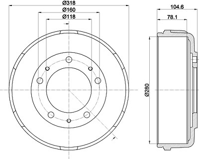 Hella Bremstrommel [Hersteller-Nr. 8DT355300-451] für Ford von HELLA