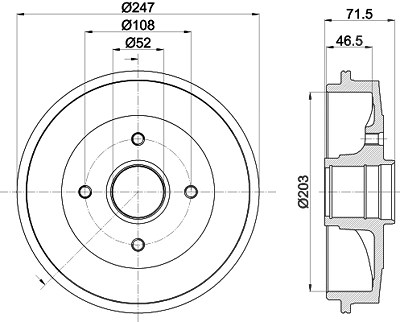 Hella Bremstrommel [Hersteller-Nr. 8DT355300-731] für Citroën, Peugeot von HELLA