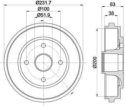 Hella Bremstrommel [Hersteller-Nr. 8DT355301-031] für Opel von HELLA