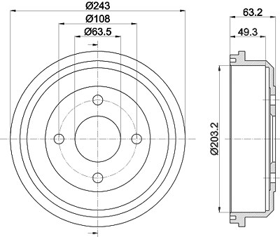 Hella Bremstrommel [Hersteller-Nr. 8DT355301-291] für Ford von HELLA