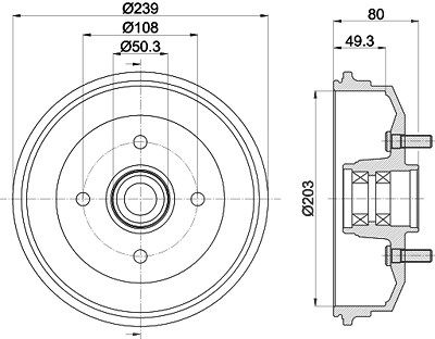 Hella Bremstrommel [Hersteller-Nr. 8DT355302-891] für Ford von HELLA