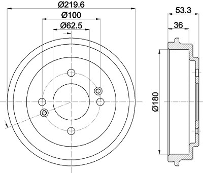 Hella 1x Bremstrommel [Hersteller-Nr. 8DT355303-061] für Kia von HELLA