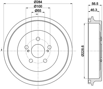 Hella 1x Bremstrommel [Hersteller-Nr. 8DT355303-091] für Subaru, Toyota von HELLA