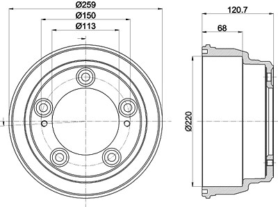 Hella 1x Bremstrommel [Hersteller-Nr. 8DT355303-221] für Hyundai von HELLA