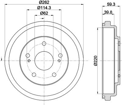 Hella 1x Bremstrommel [Hersteller-Nr. 8DT355303-241] für Suzuki von HELLA