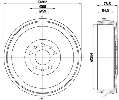 Hella 1x Bremstrommel [Hersteller-Nr. 8DT355303-341] für Fiat, Opel von HELLA