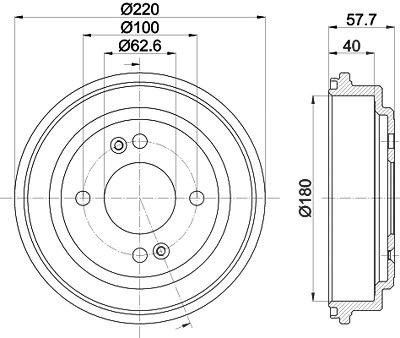 Hella 1x Bremstrommel [Hersteller-Nr. 8DT355303-361] für Hyundai von HELLA