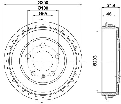 Hella 1x Bremstrommel [Hersteller-Nr. 8DT355303-441] für Seat, Skoda, VW von HELLA