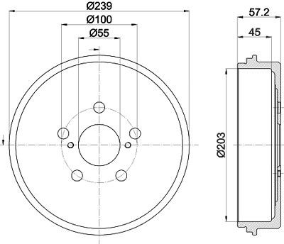 Hella 1x Bremstrommel [Hersteller-Nr. 8DT355303-531] für Toyota von HELLA