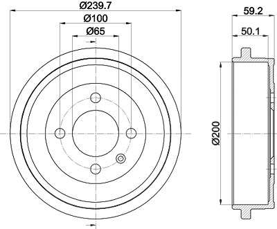 Hella Bremstrommel Hinterachse [Hersteller-Nr. 8DT355301-571] für Seat, Skoda, VW von HELLA