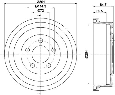 Hella Bremstrommel [Hersteller-Nr. 8DT355302-571] für Jeep von HELLA