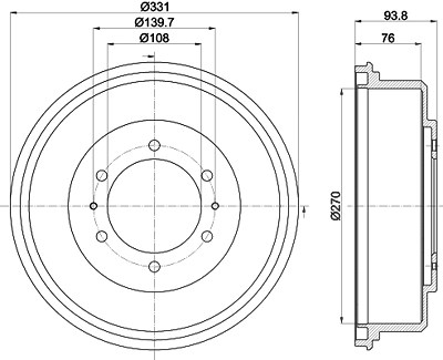 Hella Bremstrommel [Hersteller-Nr. 8DT355302-611] für Mitsubishi von HELLA