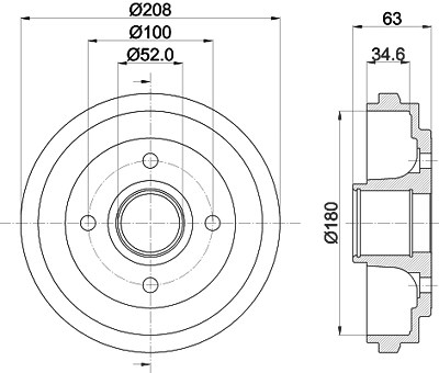 Hella Bremstrommel [Hersteller-Nr. 8DT355300-381] für Nissan, Opel, Suzuki von HELLA