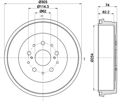 Hella Bremstrommel [Hersteller-Nr. 8DT355302-511] für Toyota von HELLA