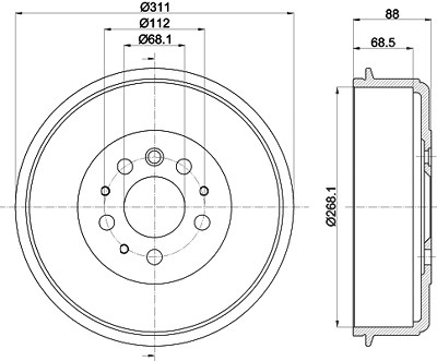 Hella Bremstrommel [Hersteller-Nr. 8DT355301-721] für VW von HELLA