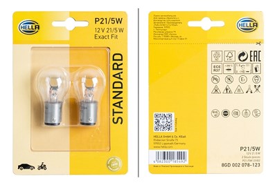 Hella Glühlampe [Hersteller-Nr. 8GD002078-123] für Abarth, Alfa Romeo, Audi, Austin, BMW, Chevrolet, Chrysler, Citroën, Dacia, Daihatsu, Daimler, Dodg von HELLA