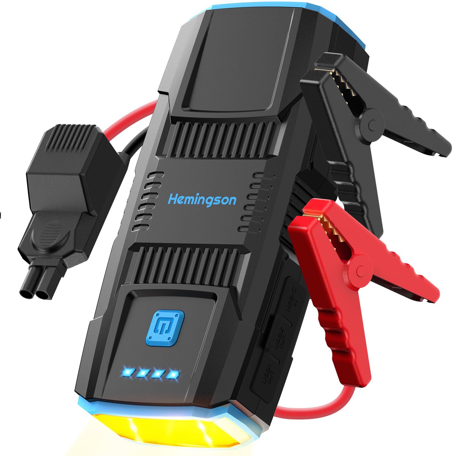 HEMINGSON Starthilfe Powerbank 2000A Spitze, Tragbare Auto Starthilfe für 7.0L Benzin und 5.5L Dieselmotor, 12V Auto Batterie Booster mit LED Taschenlampe und Starthilfekabel, Jump Starter für PKW von HEMINGSON