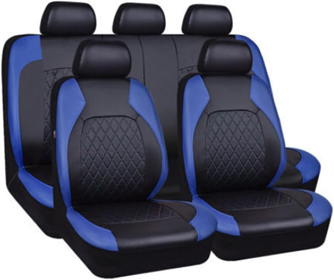 HENAC 9 PCS Auto Sitzbezüge Sets für Volkswagen VW Touran 1.Gen (1T) 2006-2015 5-Seats, Seasons Langlebig Wasserdicht Atmungsaktiv Komfortabler Set Sitzkissenschutz,A/Blue von HENAC
