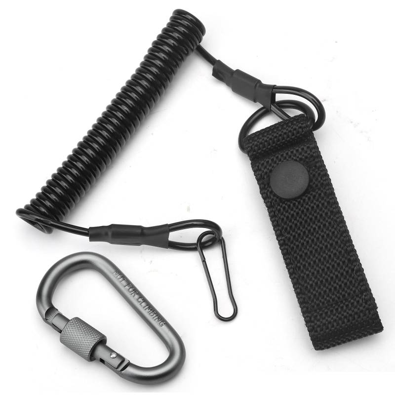 HENGBIRD Tactical Lanyard mit Karabiner RSG Halterung Polizei Ausrüstung Elastische Spiralkabel Tactical Key Spiral Schlüsselanhänger Schlüsselband Paracord für Rettungsdienst Klettern Camping von HENGBIRD