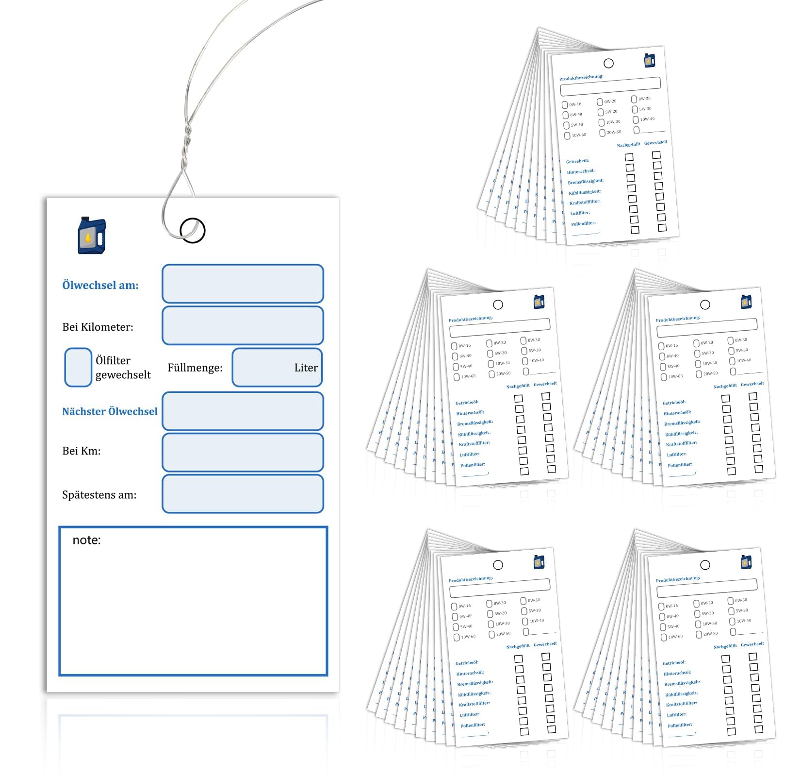 HENGBIRD öLwechselzettel öLzettel mit Draht öLwechsel AnhäNger öLwechsel Aufkleber Service Aufkleber 6 x10cm Service Aufkleber Kfz 10 Stück von HENGBIRD