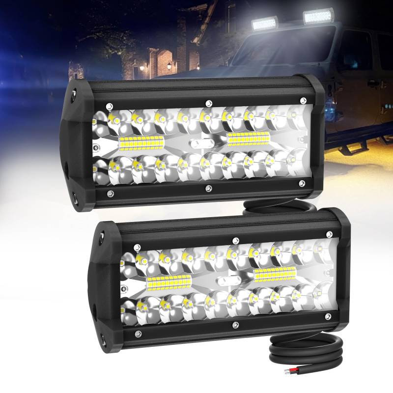 HENGMEI 2x120W Led Arbeitsscheinwerfer Bar Led Scheinwerfer Wasserdicht Flutlicht Spot Combo Led Bar Reflektor LED Zusatzscheinwerfer für Auto Bagger Anhänger Traktoren LKW SUV von HENGMEI