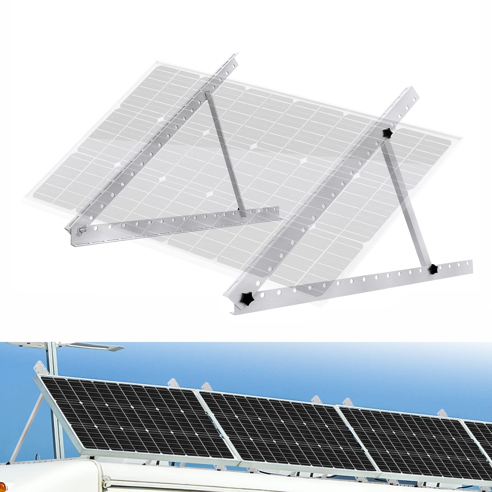 HENGMEI Solarpanel Halterung 28 zoll Solarmodulhalterung Universal Halterung für Solarmodule Photovoltaikmodul Halterungen Einstellbarem Winkel, 28" (71cm) von HENGMEI