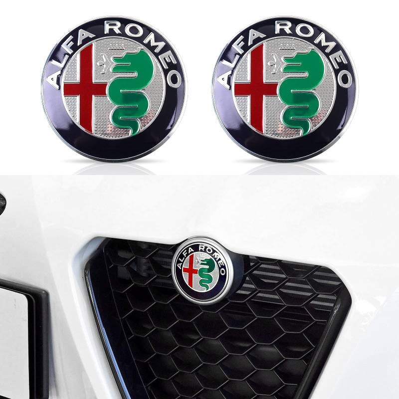 82mm Logo Emblem Badge Aufkleber Kompatibel mit Giulietta Spider Mito 147 156 159 166 GT Stelvio Giulia Car Styling (Silbrig) von HENGYUESHANG