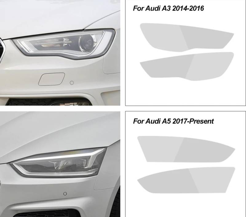 2 Stück Auto Scheinwerfer Schutzfolie Scheinwerfer Restaurierung Transparent Schwarz TPU Aufkleber, für Audi A3 A5 A7 Q2 Q7 2020 Zubehör ForQ22017-On von HENLOS