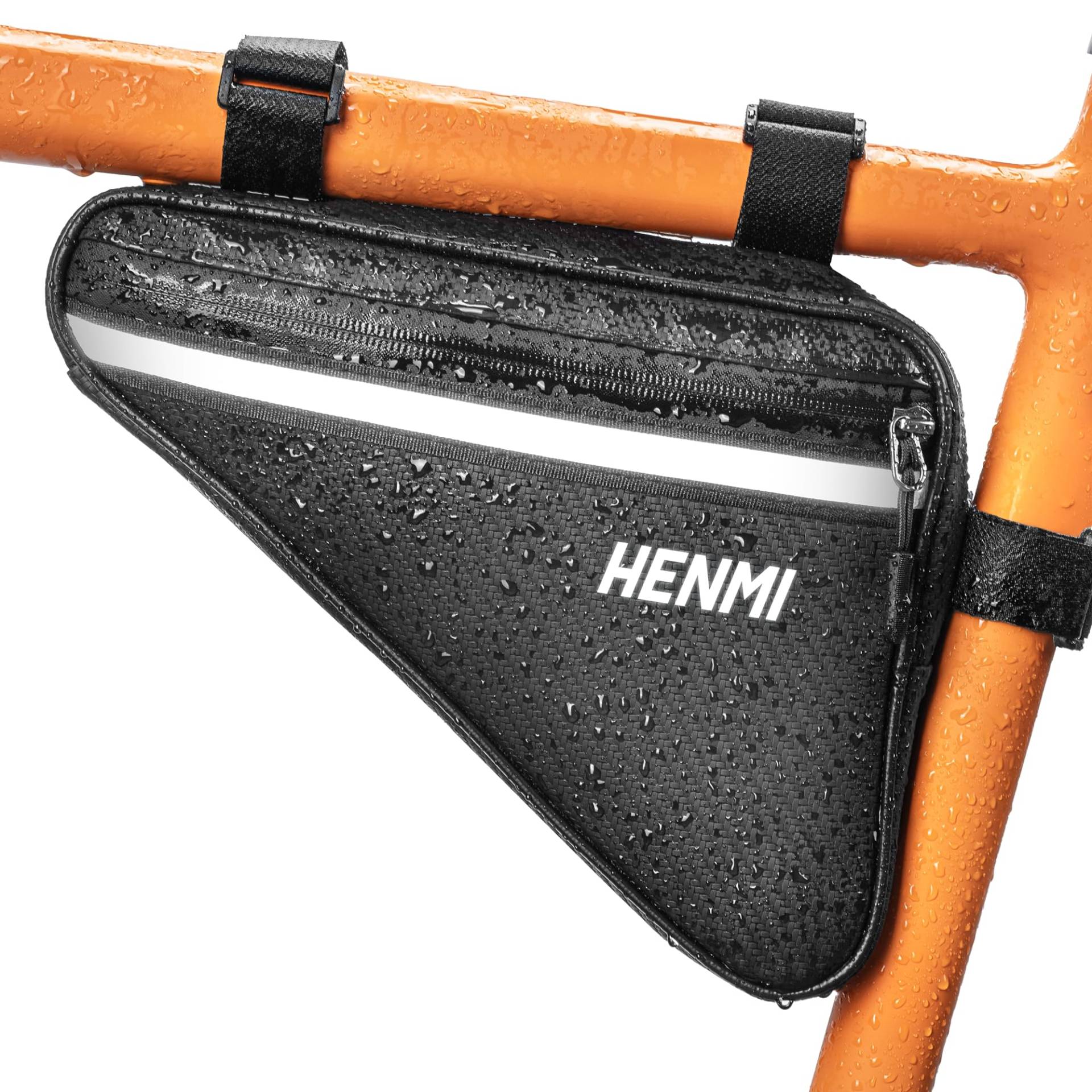 HENMI Fahrradtasche Rahmen, Dreieckstasche Fahrrad Wasserdicht Reflektierend, Rahmentasche Fahrrad für Handy, Snack, Werkzeug, Verwendung Fahrrad Werkzeugtasche für Stadtrad, Ebike, Rennrad, MTB von HENMI