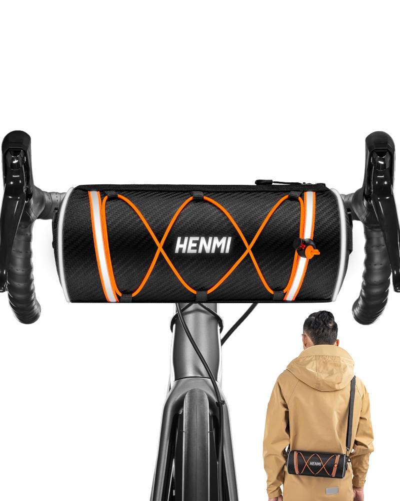 HENMI Lenkertasche Fahrrad Wasserdicht 2,4L Fahrradtasche Lenker für Rennrad, ebike, MTB Radfahren Reisen Lenkertasche Schultertasche mit Schultergurt von HENMI