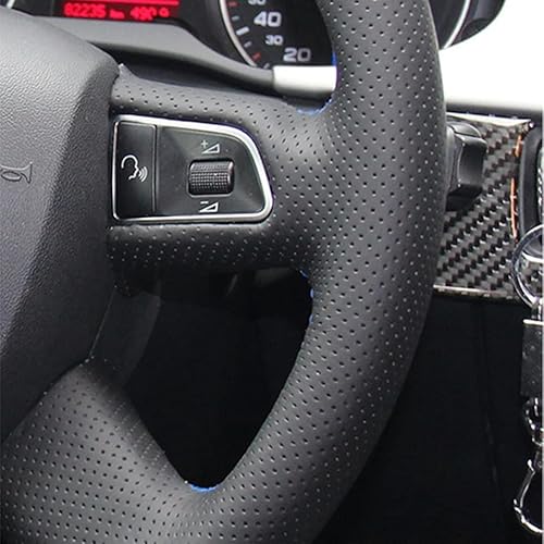 Für Audi A3 A4 (B8) A6 (C6) A8 A8 L Q5 Q7 2007-2011 S8 2008-2009 DIY Schwarz Kunstleder Auto Lenkradbezug Lenkrad Abdeckung (Color : Black Thread) von HEPVET