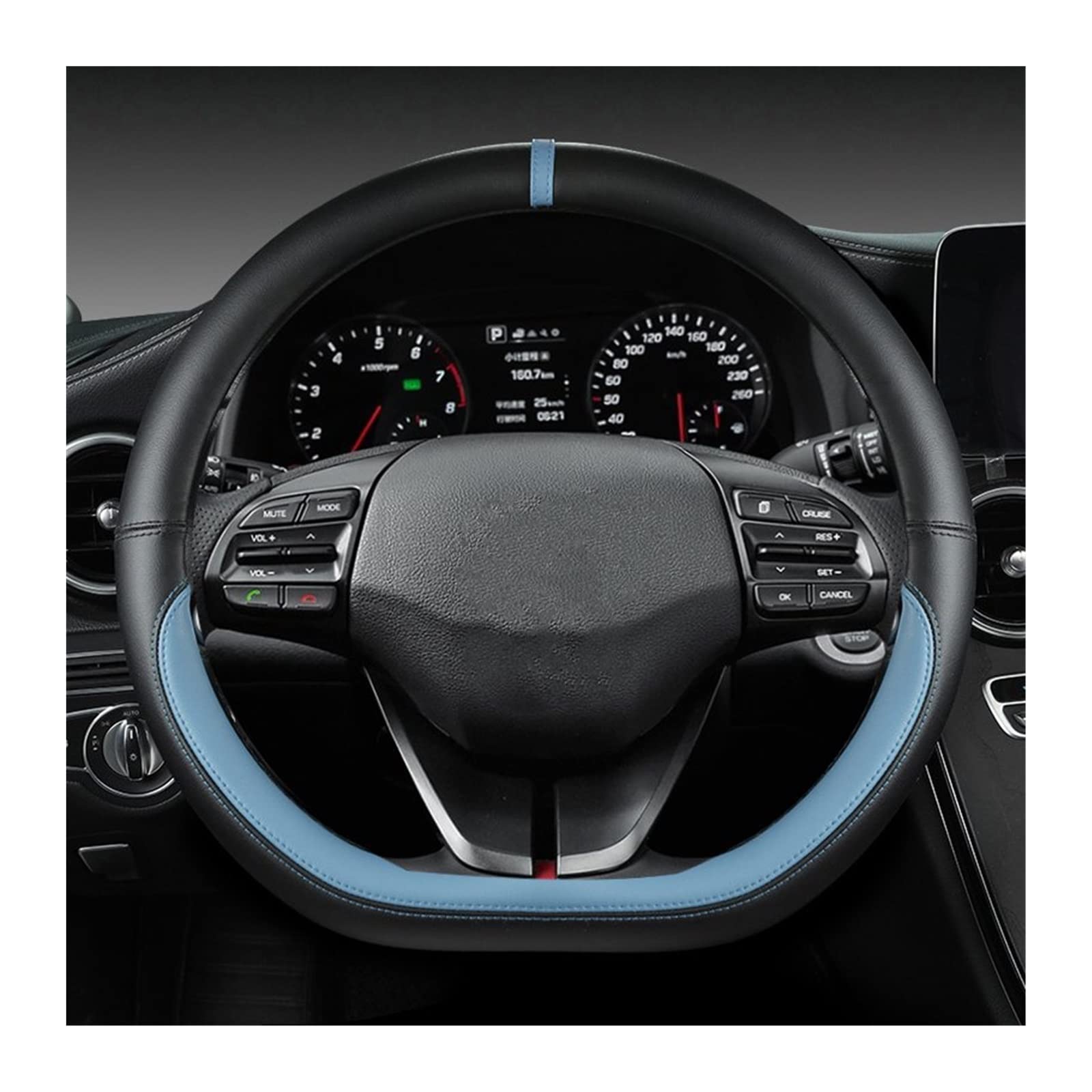 Für Hyundai Für Ioniq 5 2016 2017 2018 2019 2020 2021 2022 Auto Lenkrad Abdeckung D Form PU Leder Auto Zubehör Innen (Color : 3) von HEPVET
