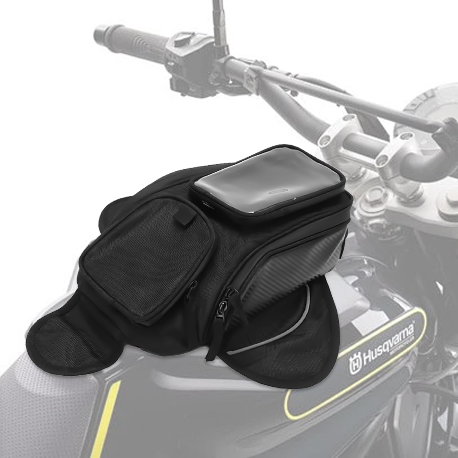 Motorrad Tankrucksack, Dekorativer Rucksack Oxford Stoff Wasserdicht Verschleißfest Rucksack Magnet Navigation Satteltasche Zum Reiten von HERCHR