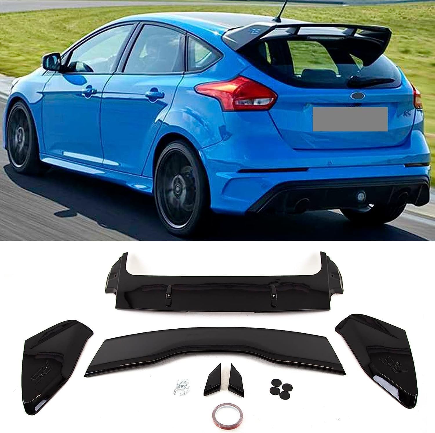 HERSIL Auto Heckspoiler für Ford Focus MK3 2011-2018, Schwarz, ABS, Lackiert (ABS), Spoilerlippe Performance Tuning Lippe Wing Spoiler Styling Modification Zubehör von HERSIL