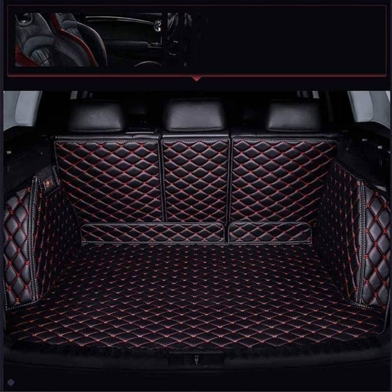 Auto Kofferraummatte für Mercedes Benz A-Class W176 2013-2018,Vollabdeckung Leder Antirutschmatte Allwetter Kofferraumschutz Zubehör.,Black-red von HERSIL