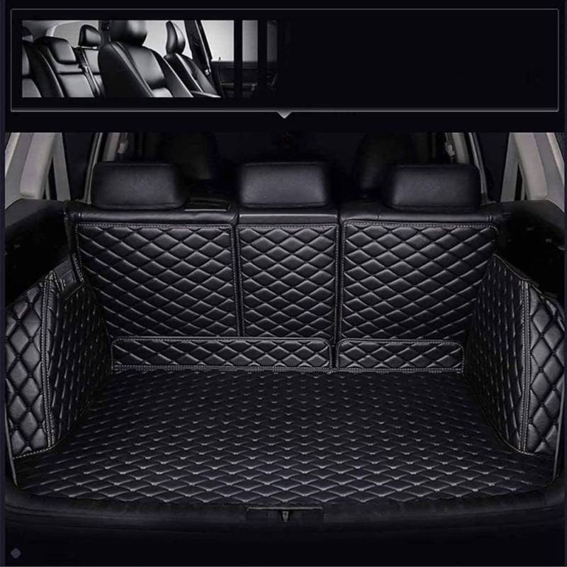 Auto Kofferraummatte für VW Touareg 2011 2012 2013 2014 2015,Vollabdeckung Leder Antirutschmatte Allwetter Kofferraumschutz Zubehör.,Black von HERSIL