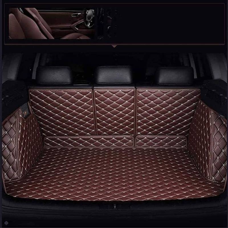 Auto Kofferraummatte für VW Touareg 2011 2012 2013 2014 2015,Vollabdeckung Leder Antirutschmatte Allwetter Kofferraumschutz Zubehör.,Coffee von HERSIL