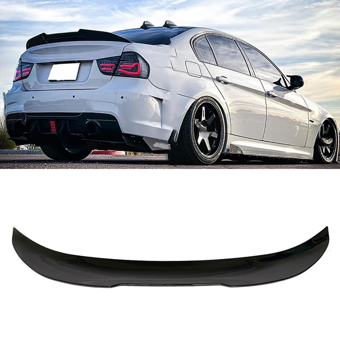 Auto Heckspoiler für BMW 3 Series E90/E90 M3 PSM 2004-2011, Dach Schwanz Kofferraum Lippe Windschutzscheibe Flügel, Auto Heckflügel Spoiler Diffusor,normal-Glossy black von HERTC