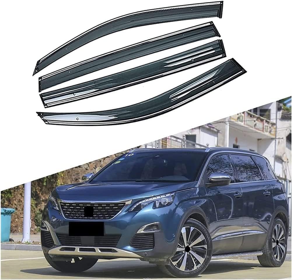 Auto-Seitenfenster Windabweiser, für Peugeot 5008 2016-2019 Autofenster Windabweiser Autofenstervisiere Regenschutz, Auto Fenster ZubehöR von HERTC