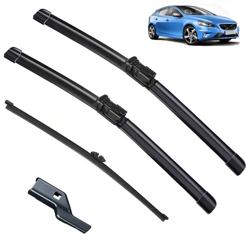 Fahrzeug-Wischerblätter für Volvo V40 2012–2017 Front-Heckscheibenwischerblatt-Set 2013 2014 2015 2016 Allwetter-Wischer von HESTAYAY