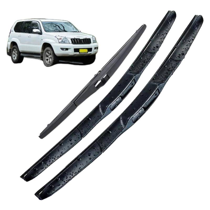 Scheibenwischerblätter für vorne und hinten, für Toyota Prado 120 J120 2002–2009, 55,9 cm + 53,3 cm + 40,6 cm Scheibenwischer von HESTAYAY