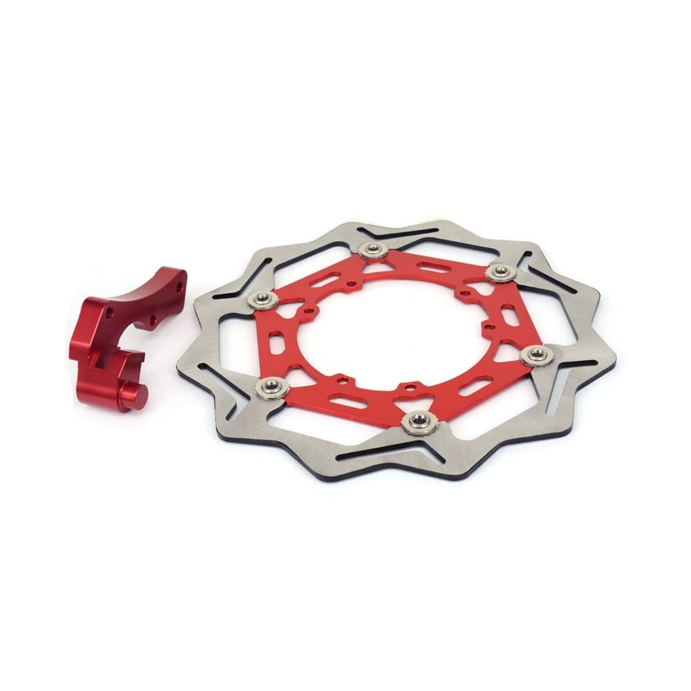 Motorrad-Bremsscheiben Motorrad Vorne Schwimmende Bremsscheibe Und Bremssattelhalterung Adapter Für CR125 CR250 CRF250R CRF250X CRF450X CRF450R(Red.) von HEXEH