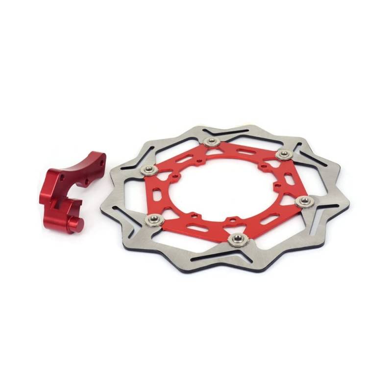 Motorrad-Bremsscheiben Motorrad Vorne Schwimmende Bremsscheibe Und Bremssattelhalterung Adapter Für CR125 CR250 CRF250R CRF250X CRF450X CRF450R(Rood) von HEXEH