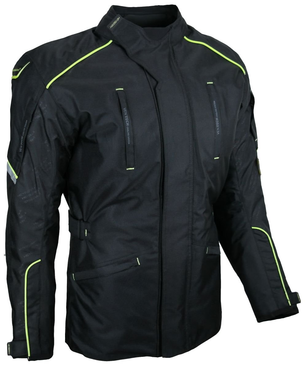 HEYBERRY Textil Touren Motorradjacke Motorrad Jacke schwarz neon Gr. M von HEYBERRY