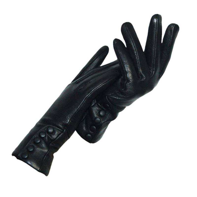 HEYDHSDC Frauen Echt Handschuh Weiche Verdicken Bogen Leder Handschuhe Winter Herbst Damen Schwarz Warme Leder Handschuhe Operating the phone 9 von HEYDHSDC