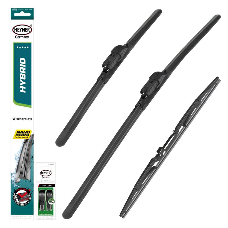 HEYNER® Scheibenwischer Set mit Heckscheibenwischer passend für FORD FOCUS III Turnier (05.2011-12.2017) HYBRID Flachbalkenwischer Front- und Heckwischer von HEYNER